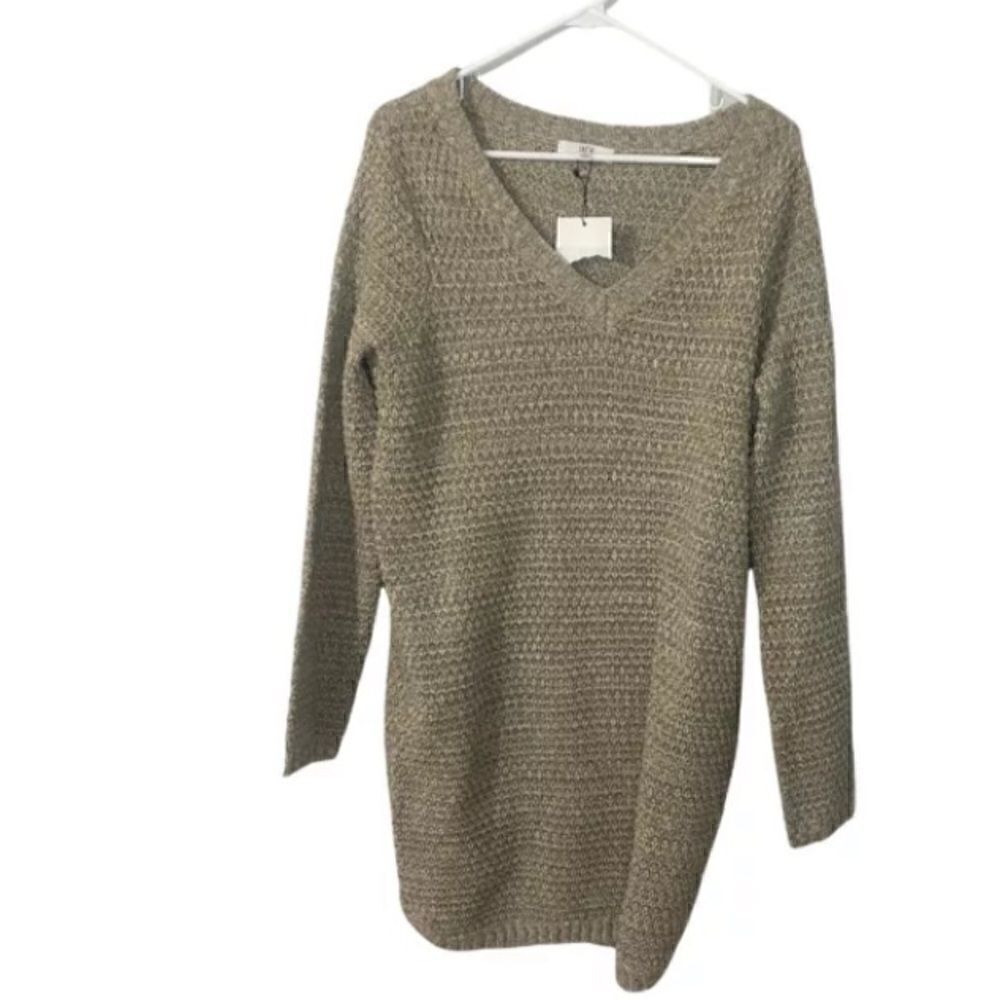 NWT JACK BY BB DAKOTA WOMEN’S SWEATER DRESS - Beige- Large V Neck